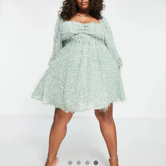 ASOS Curve | Dresses | Asos Curve Fluffy Mini Dress With Ruched Bust And Shirred Cuffs In Sage Green | Poshmark ASOS Curve | Dresses | Asos Curve Fluffy Mini Dress With Ruched Bust And Shirred Cuffs In Sage Green | Poshmark